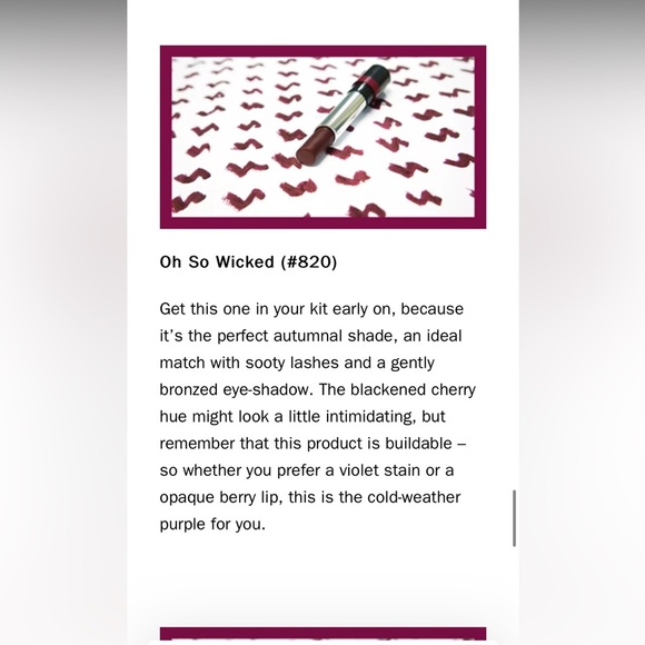 RIMMEL The Only One Lipstick‎ No.820 Oh So Wicked New 0.11 oz Blackened Cherry - Picture 6 of 6